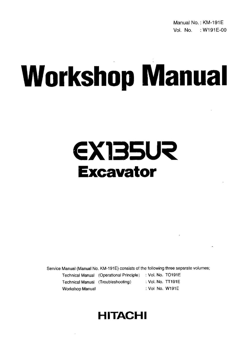 HITACHI EX135UR Excavator Workshop Service Manual