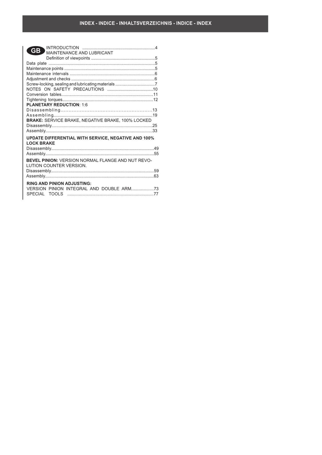 Hitachi 111-174 Axle Wheel Loader Service Manual