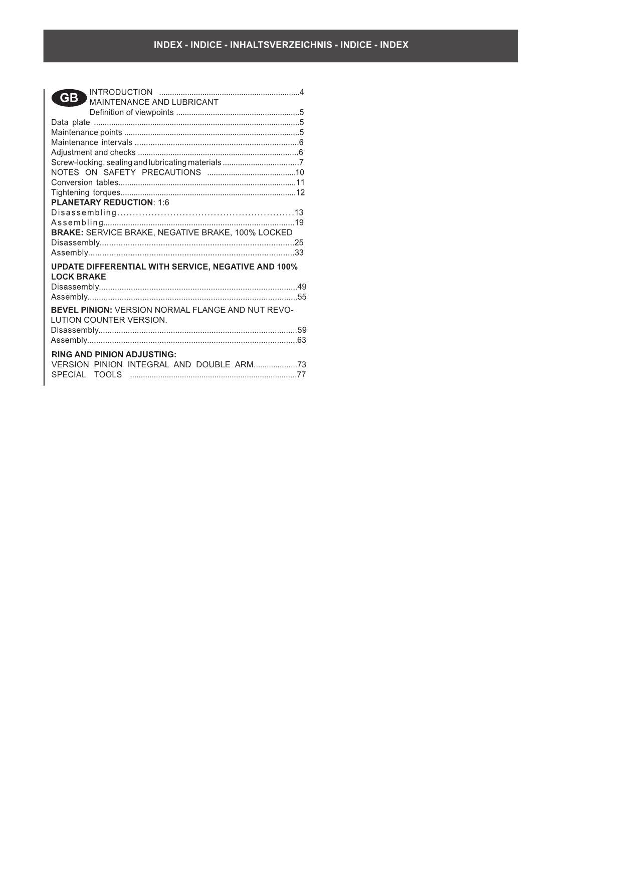 Hitachi 111-174 Axle Wheel Loader Service Manual