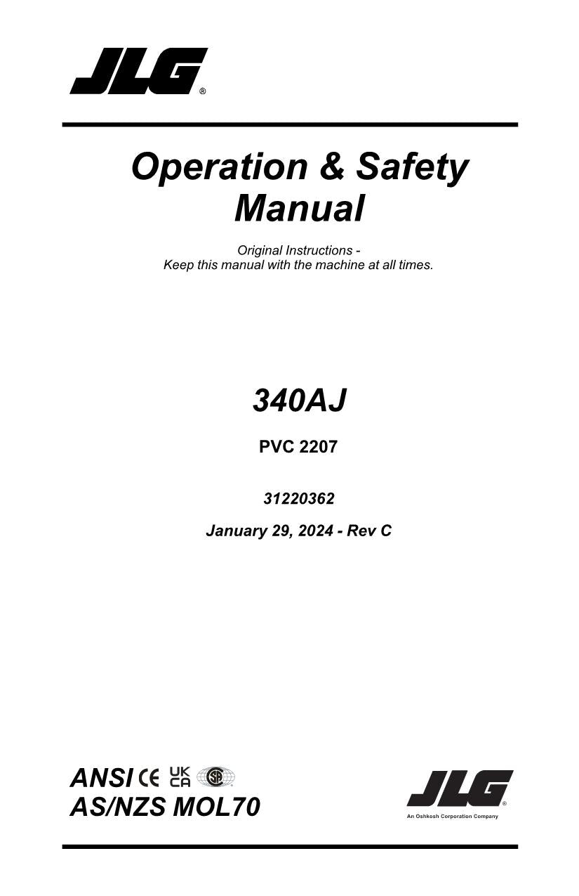 Manual del operador de mantenimiento y operación de la plataforma elevadora JLG 340AJ 31220362