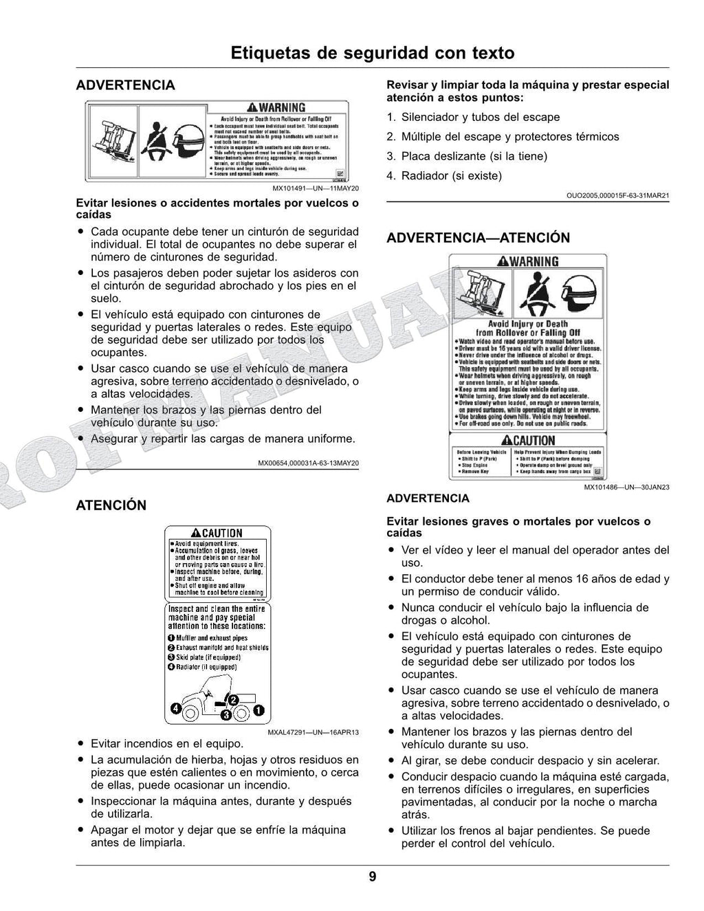 John Deere XUV 590M S4 XUV 590E S4 cocodrilo Manual del operador SN 050001-