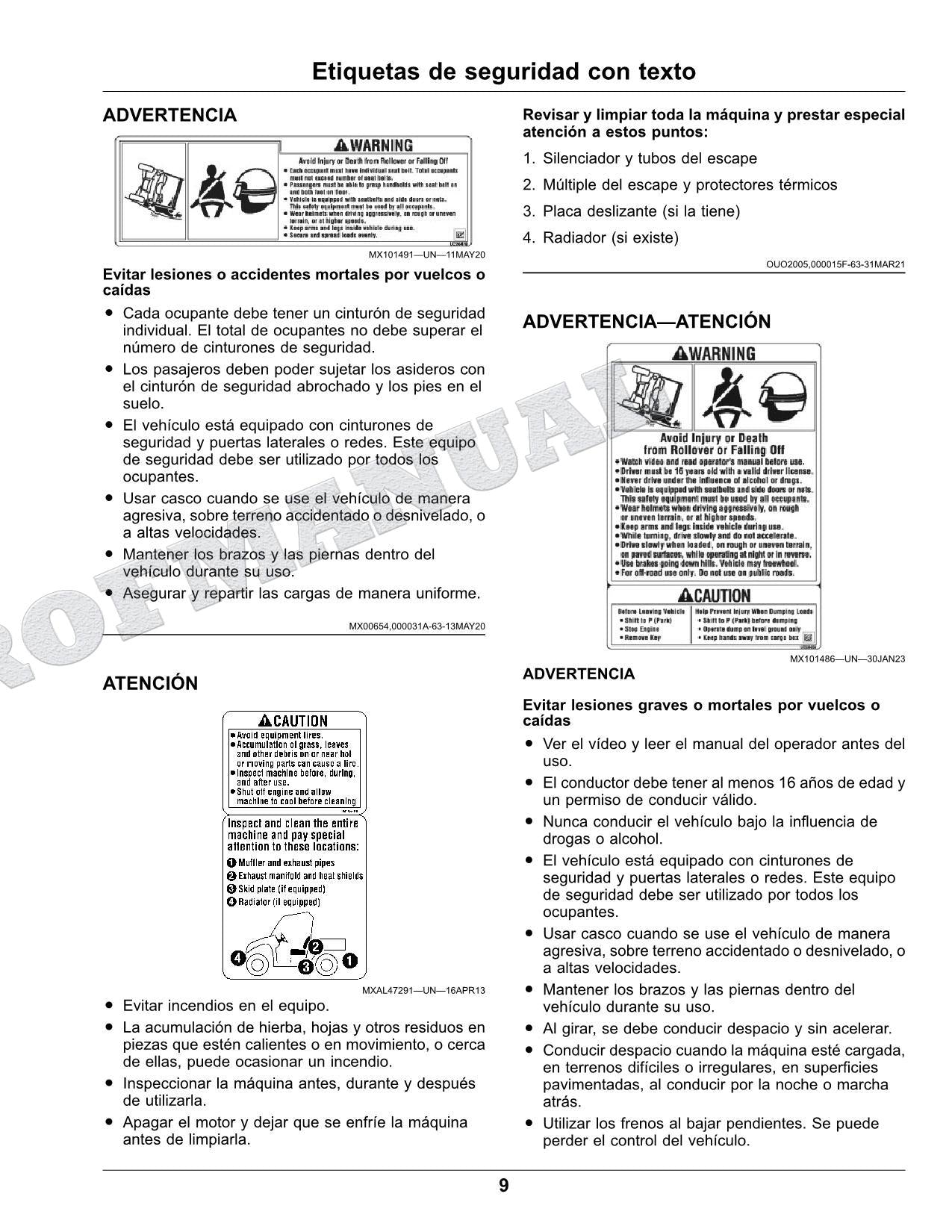 John Deere XUV 590M S4 XUV 590E S4 cocodrilo Manual del operador SN 050001-