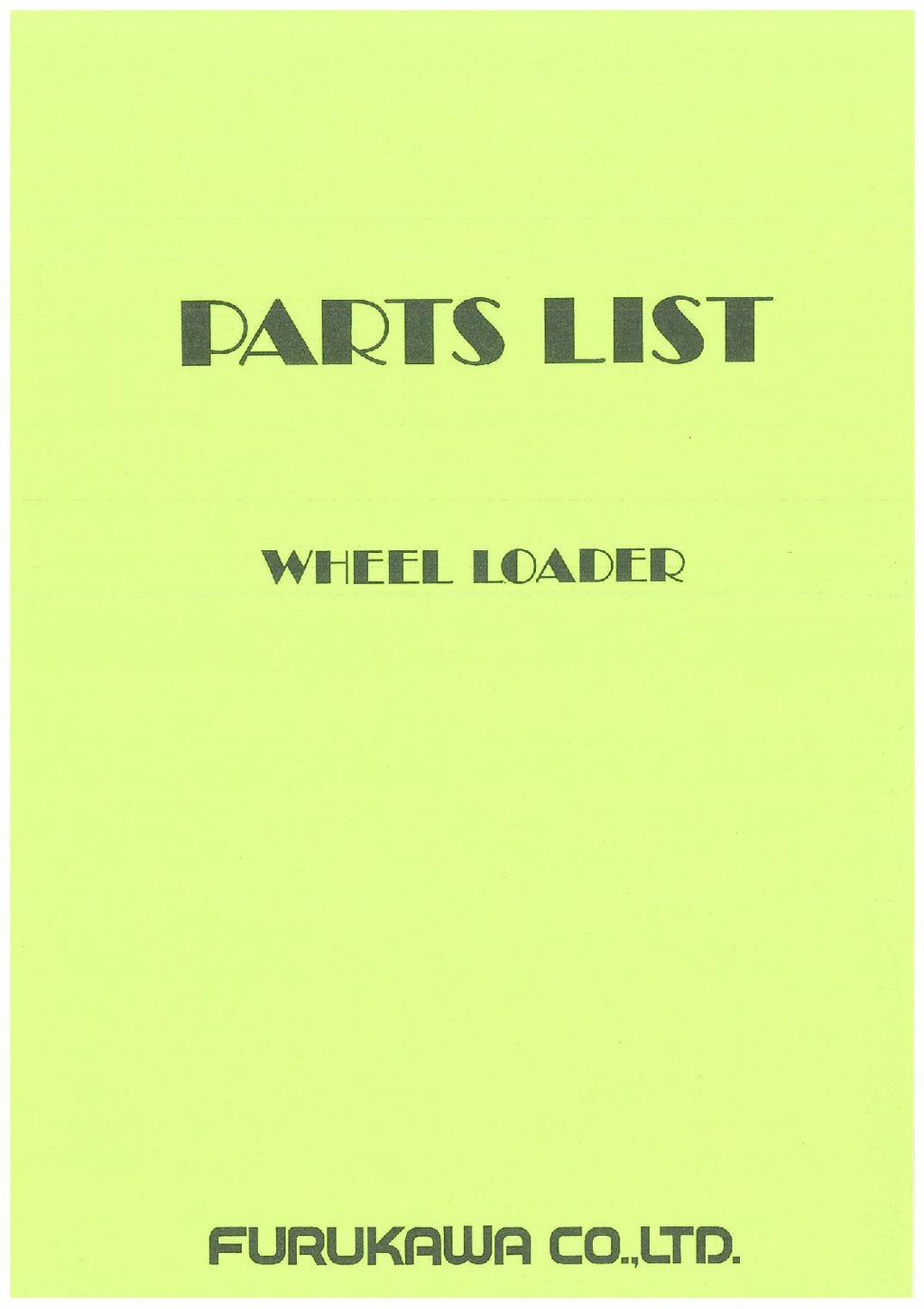 Hitachi FL150-1 Wheel Loader Parts Catalog Manual SN all 353991-00106