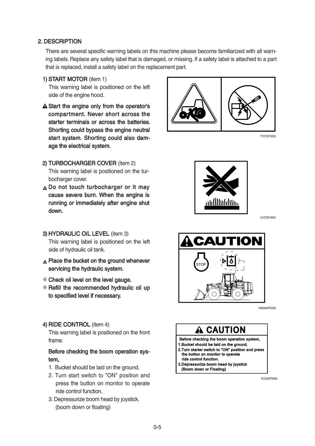 Manual de mantenimiento del operador de la cargadora de ruedas Hyundai HL975 T3