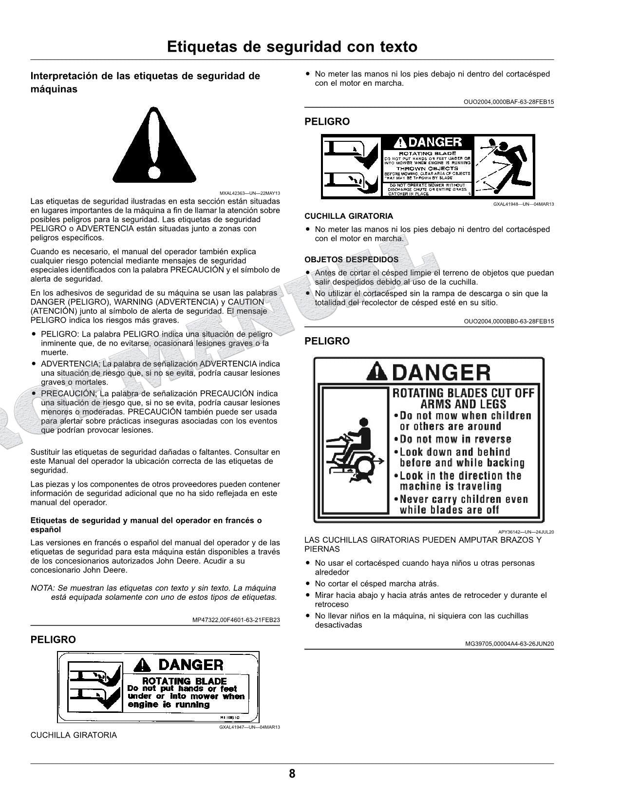 John Deere S100 S110 S120 S130 S140 S160 S170 S180 Tractor Manual del Operador