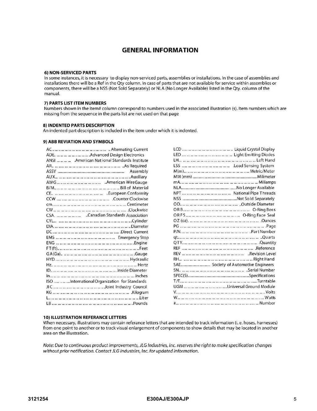 JLG E300AJ E300AJP Scissor Lift Parts Catalog Manual