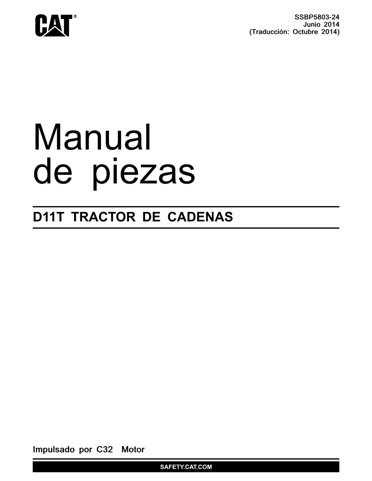 Caterpillar D11T Tractor de Cadenas Manual de piezas Español
