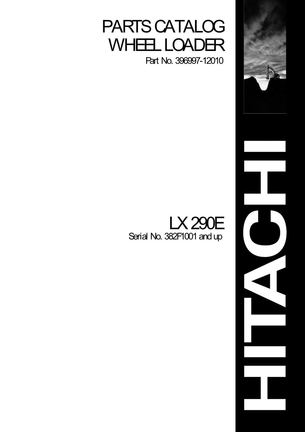 Hitachi LX290E Wheel Loader Parts Catalog Manual SN 382F1001-up