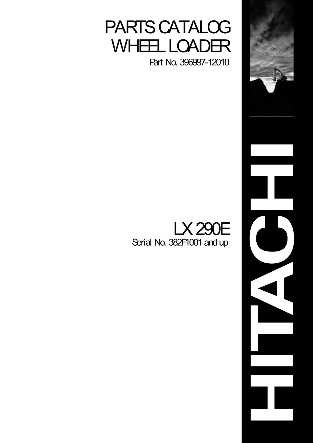 Hitachi LX290E Wheel Loader Parts Catalog Manual SN 382F1001-up