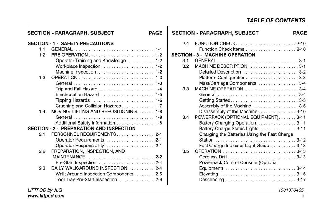 Catálogo de piezas del operador del mástil vertical JLG FS60 FS80 Manual de servicio