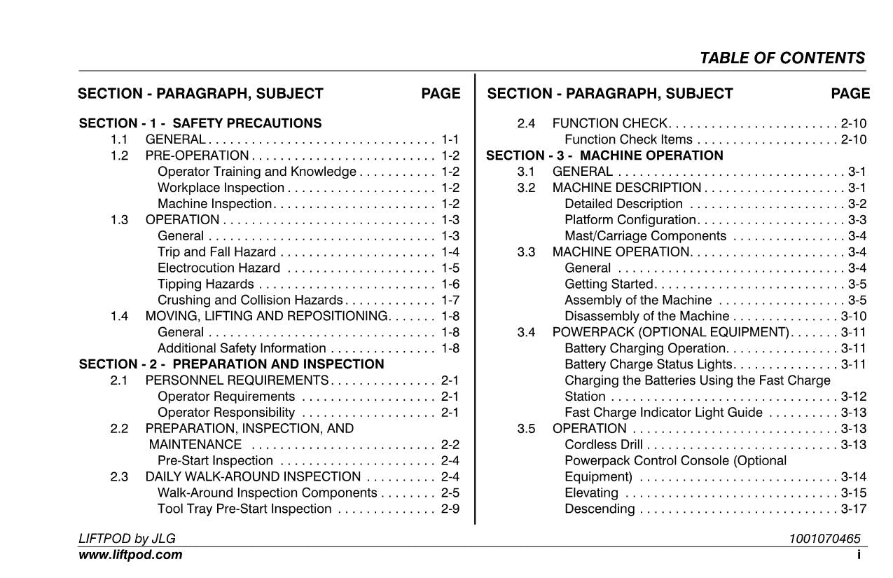 Catálogo de piezas del operador del mástil vertical JLG FS60 FS80 Manual de servicio