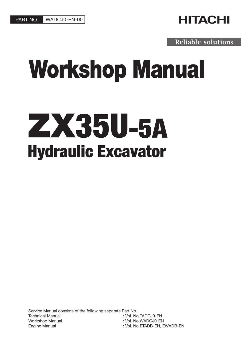 Manual de servicio y reparación de la excavadora Hitachi ZX35U-5A