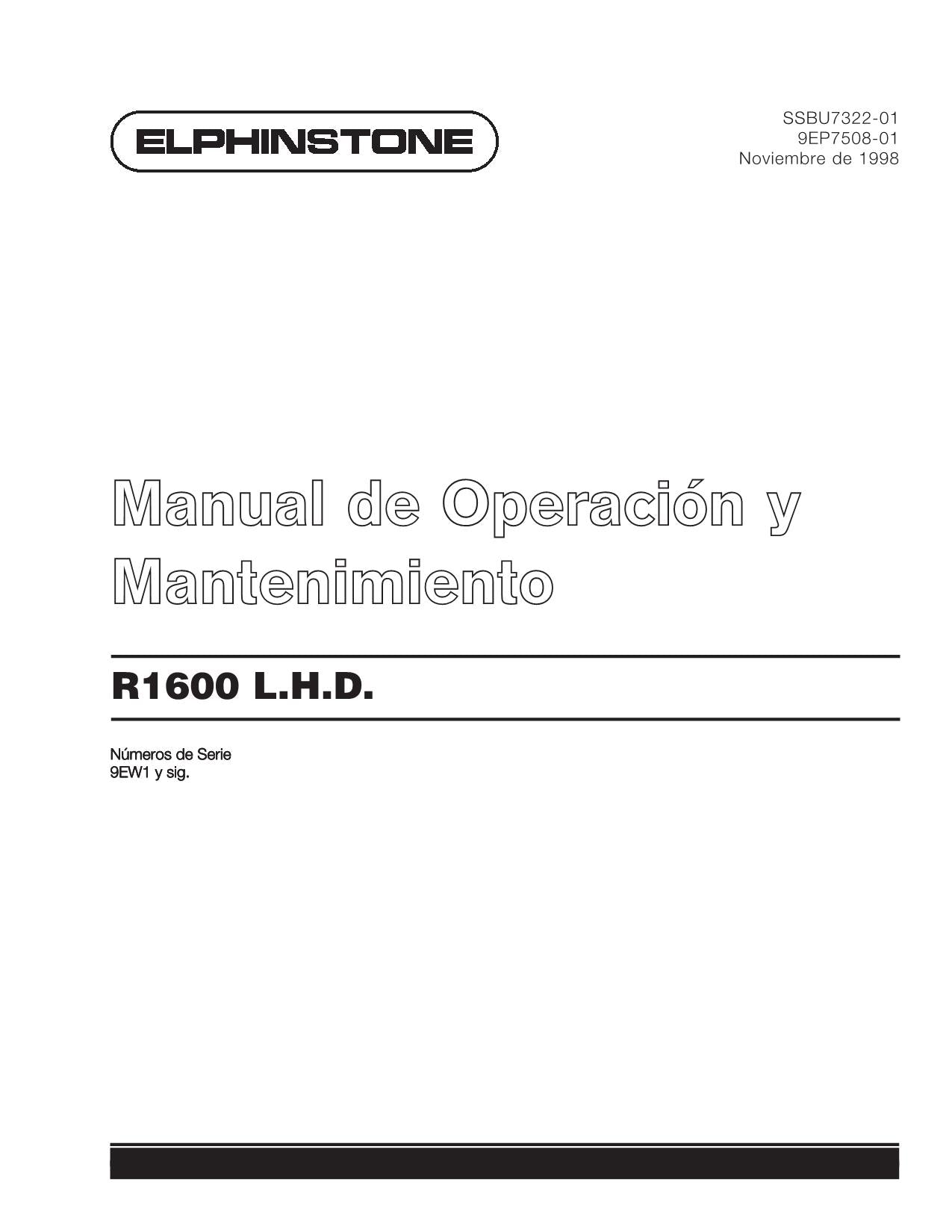 Caterpillar R1600 Maquinaria subterránea Manual de Operación y Mantenimiento