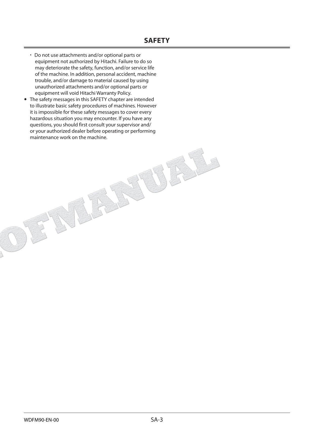 HITACHI ZH200-5A Excavator Repair Service Workshop Manual