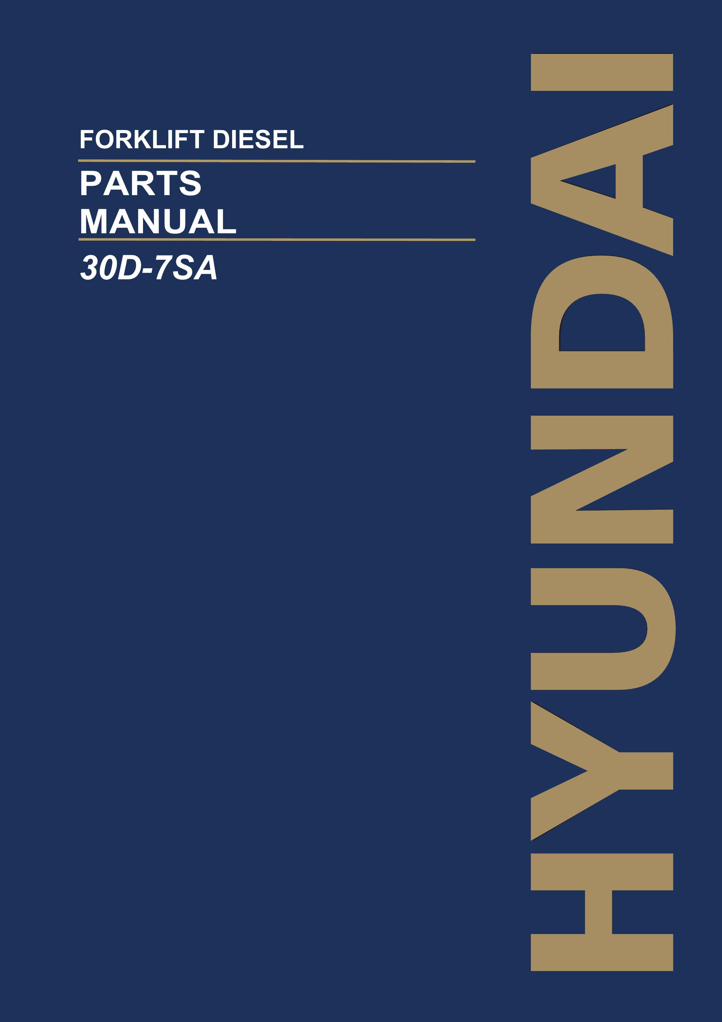 Hyundai 30D-7SA Forklift Diesel Parts Catalog Manual