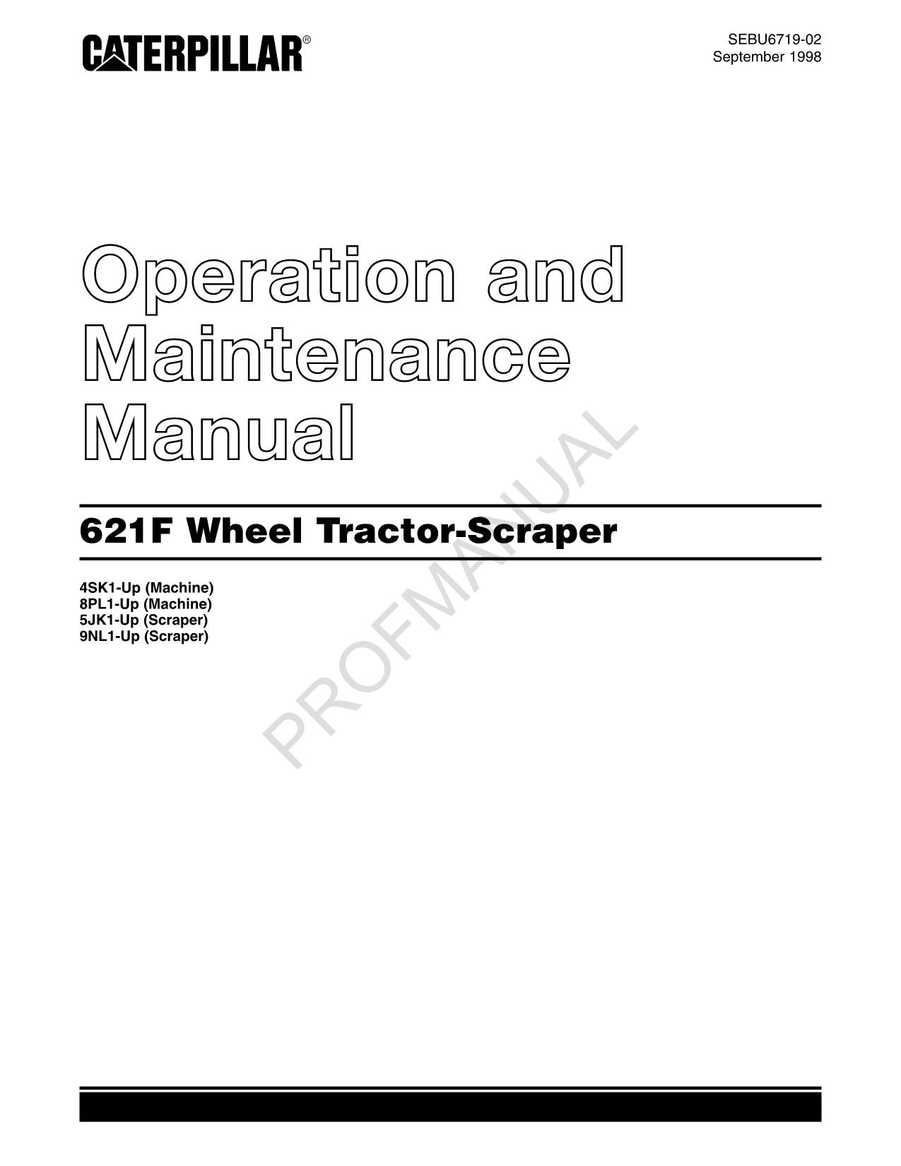 Manual de mantenimiento del operador de mototraílla Caterpillar 621F
