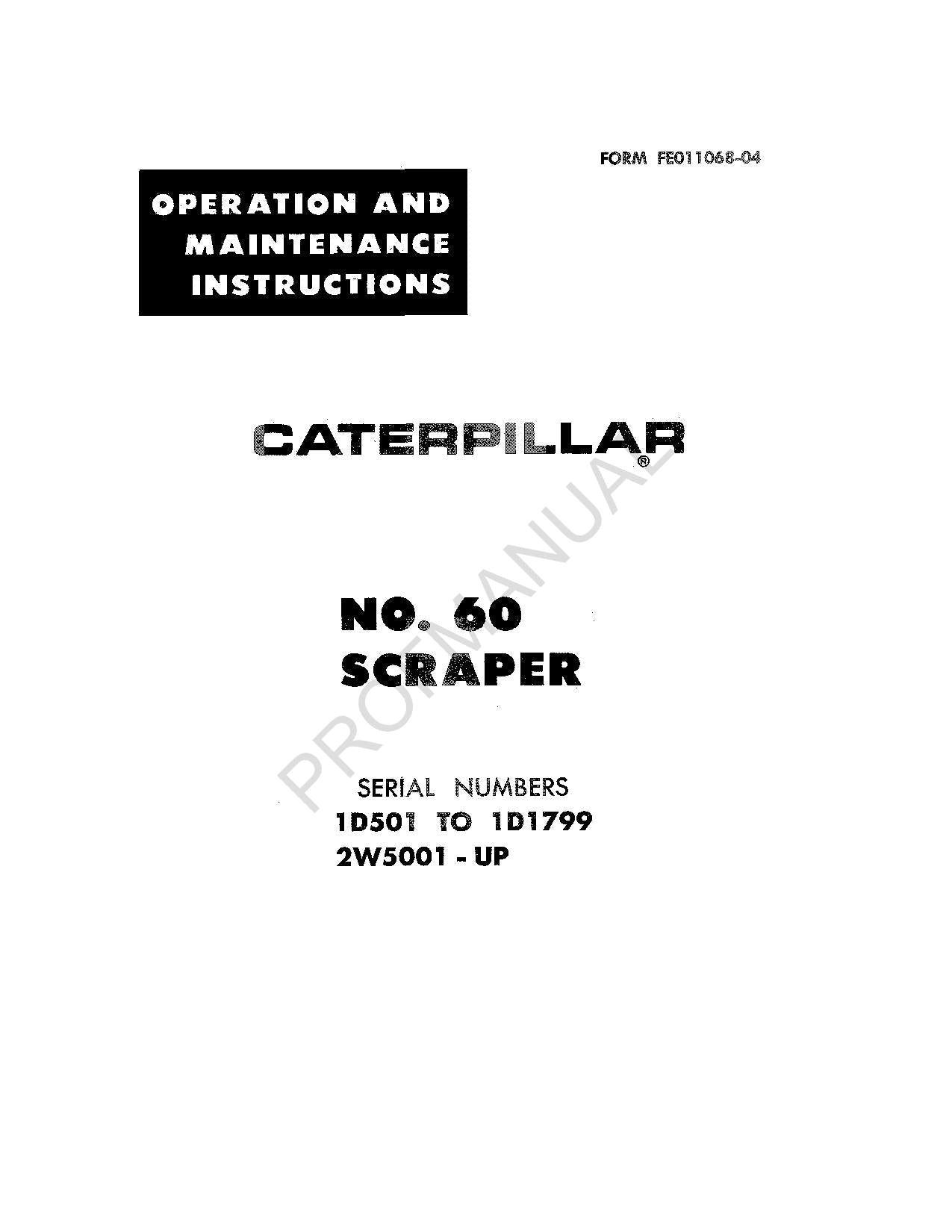 Manual de mantenimiento del operador de la excavadora Caterpillar 60