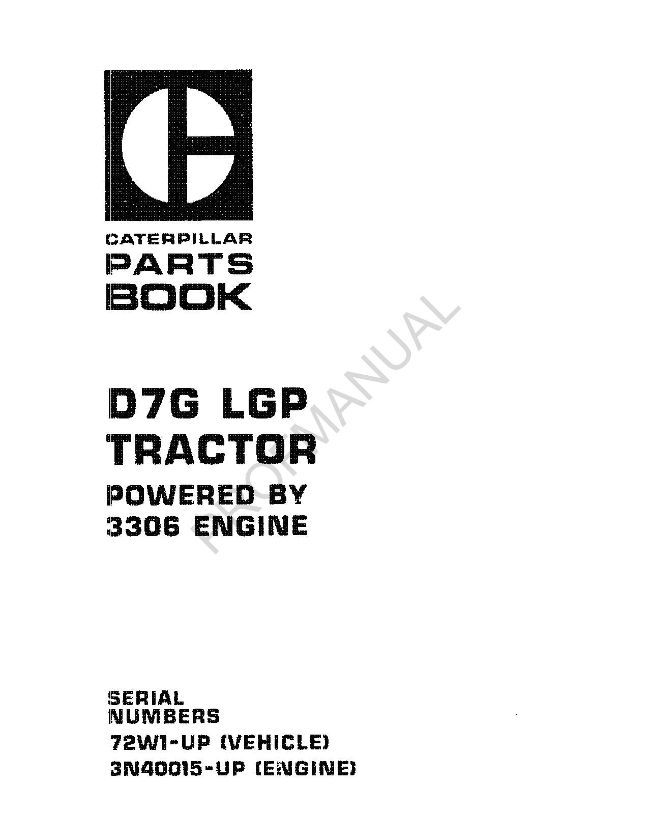 Caterpillar Cat D7G LGP Tractor Parts Catalog Manual SEBP1097