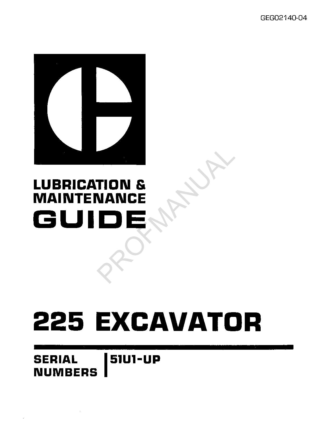 Manual de mantenimiento del operador de lubricación de la excavadora Caterpillar 225