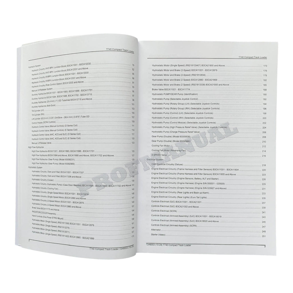 Bobcat T740 Compact Track Loader Parts Catalog Manual B3CA11001-