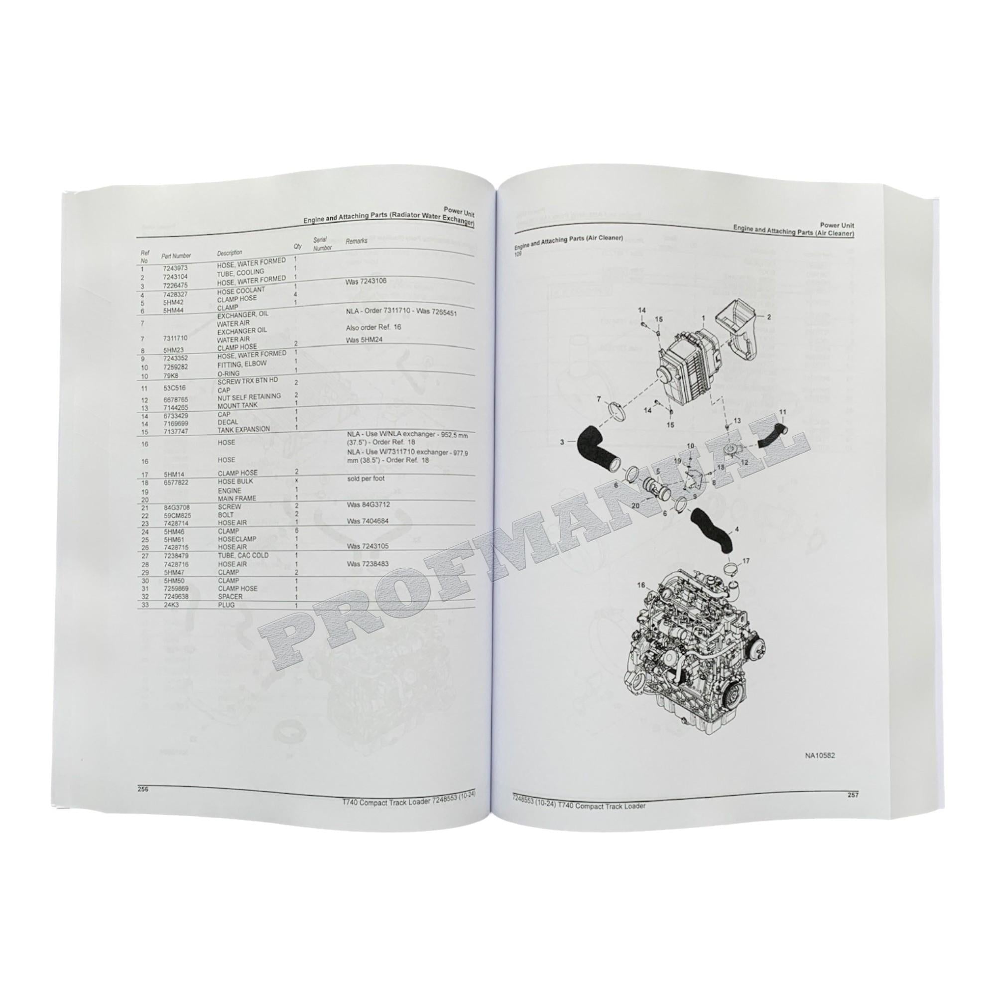 Bobcat T740 Compact Track Loader Parts Catalog Manual B3CA11001-
