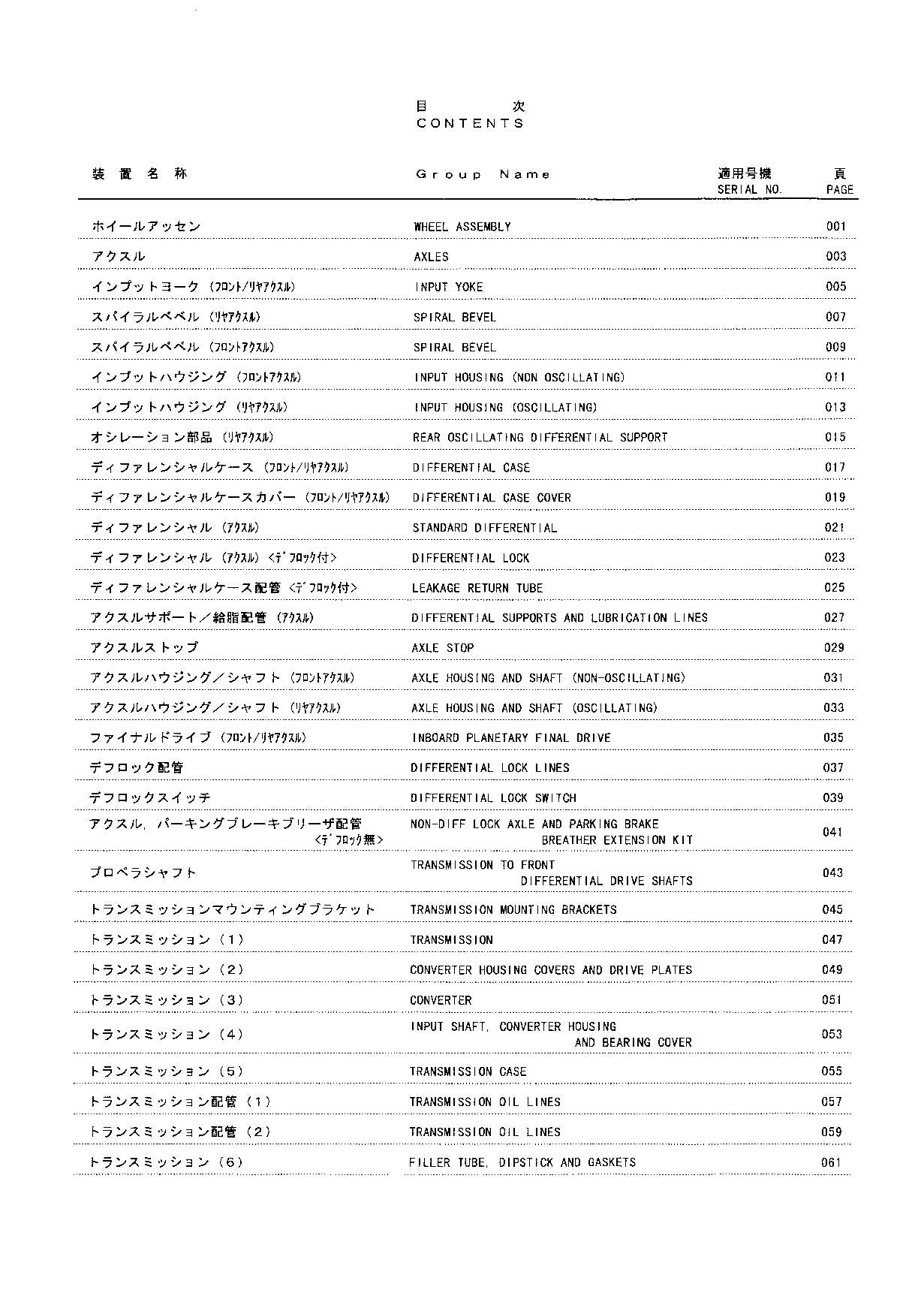 Hitachi LX230-5 Wheel Loader Parts Catalog Manual SN 003101-up