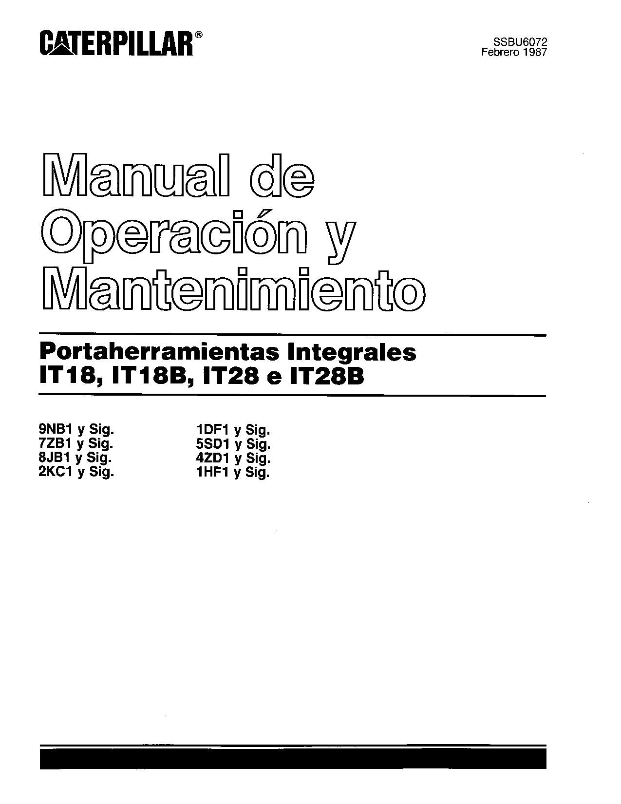 Caterpillar IT18 IT18B IT28 IT28B Cargador de ruedas Manual de Operación Español