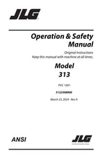 JLG 313 Telehandler Maintenance Operation Operators Manual