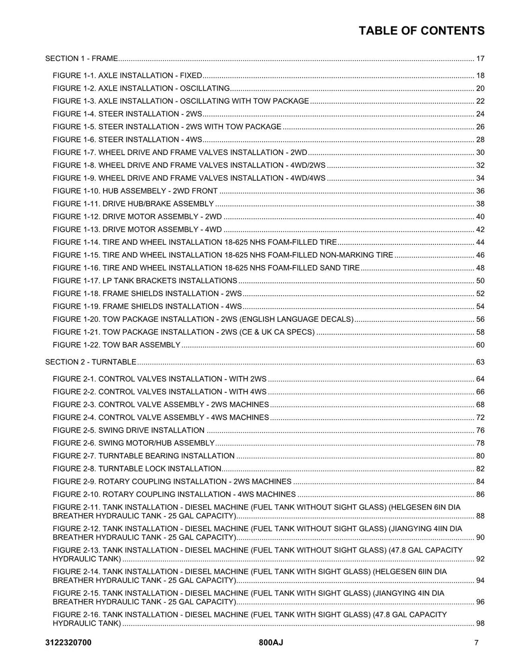 JLG 800AJ Boom Lift Parts Catalog Manual