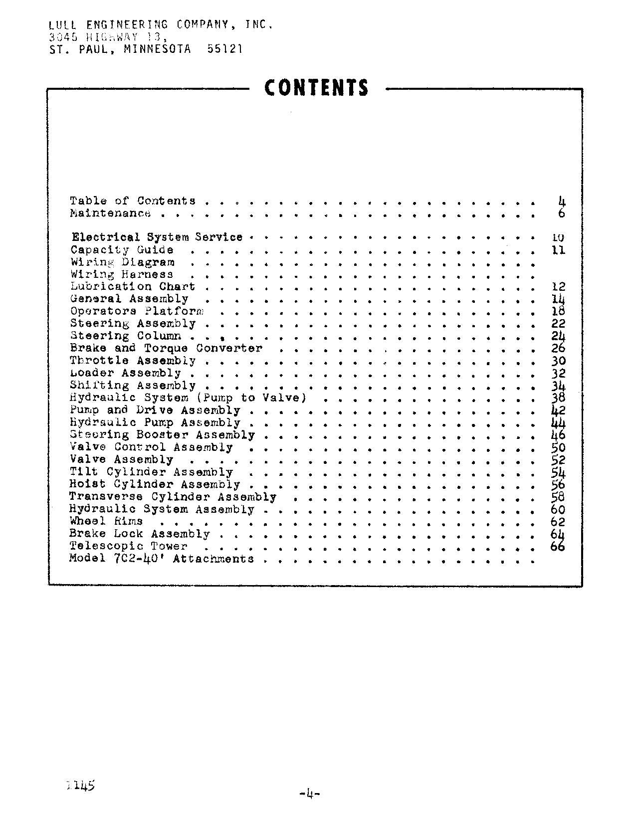 LULL 7C2 Telehandler Parts Catalog Manual