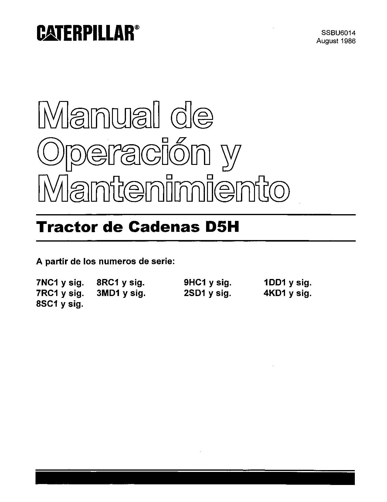 Caterpillar D5H Tractor de Cadenas Manual de Operación y Mantenimiento Español