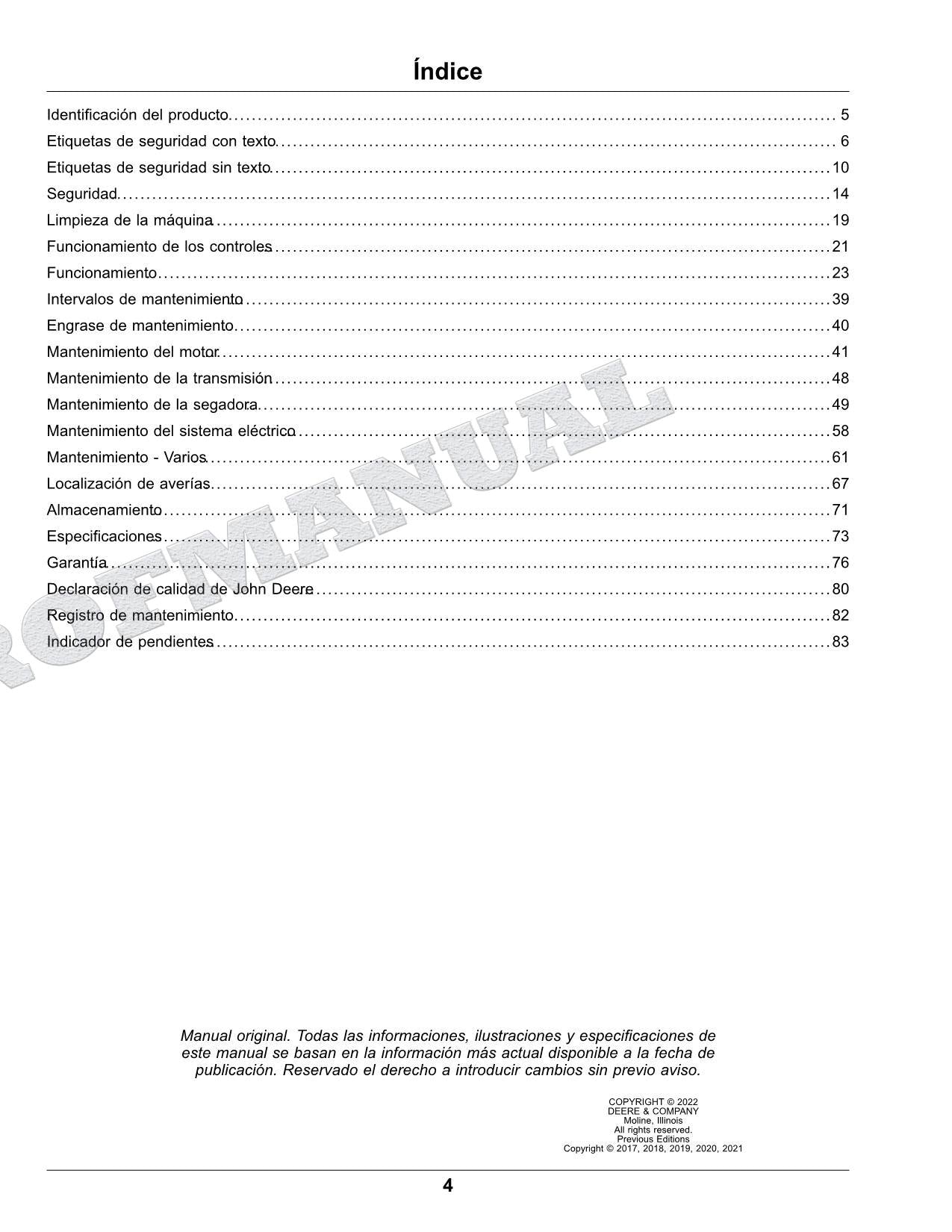 John Deere X350R Tractor Manual del Operador Español SN 150001-