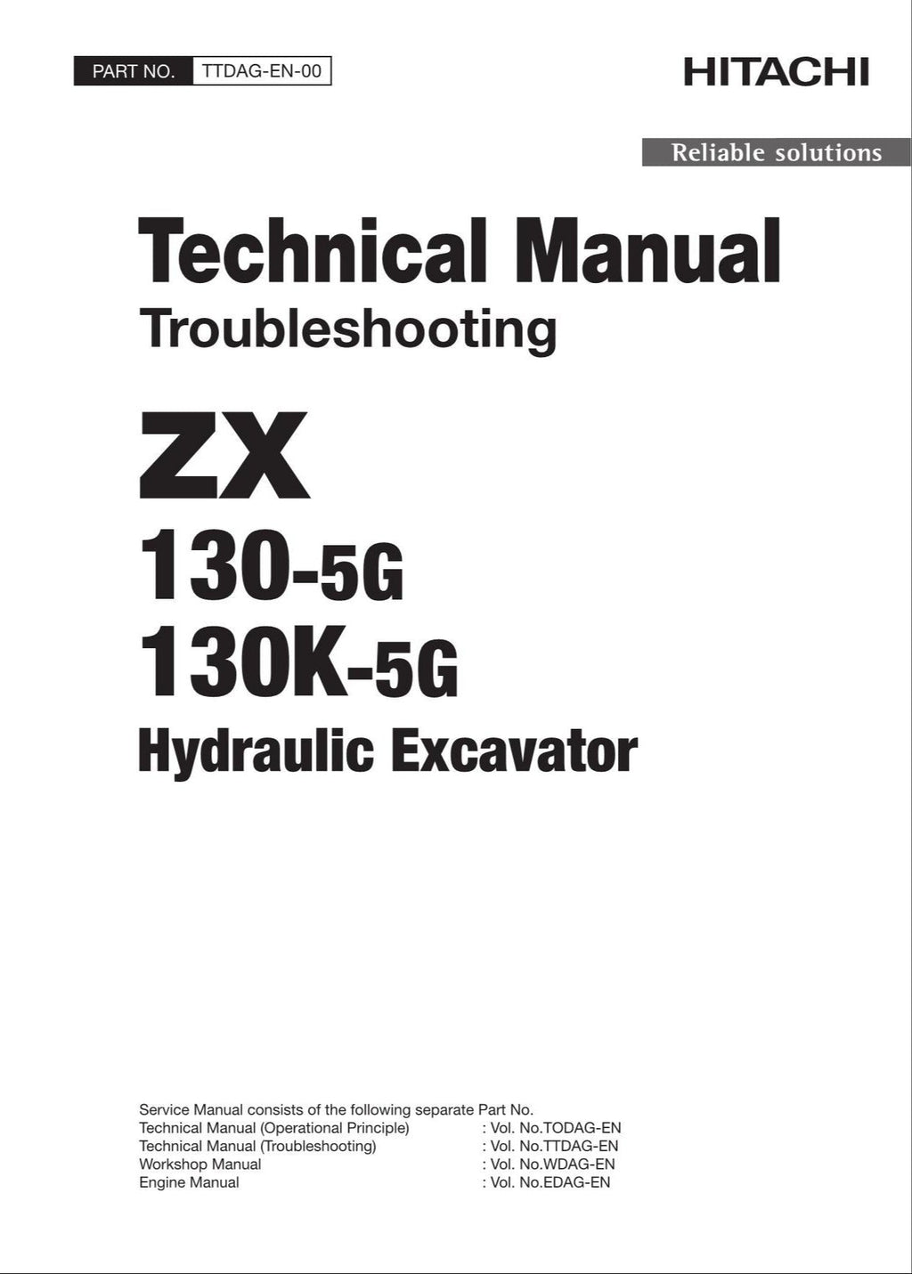 HITACHI ZX130-5G130K-5G Excavator Troubleshooting +Schematic Technical Manual