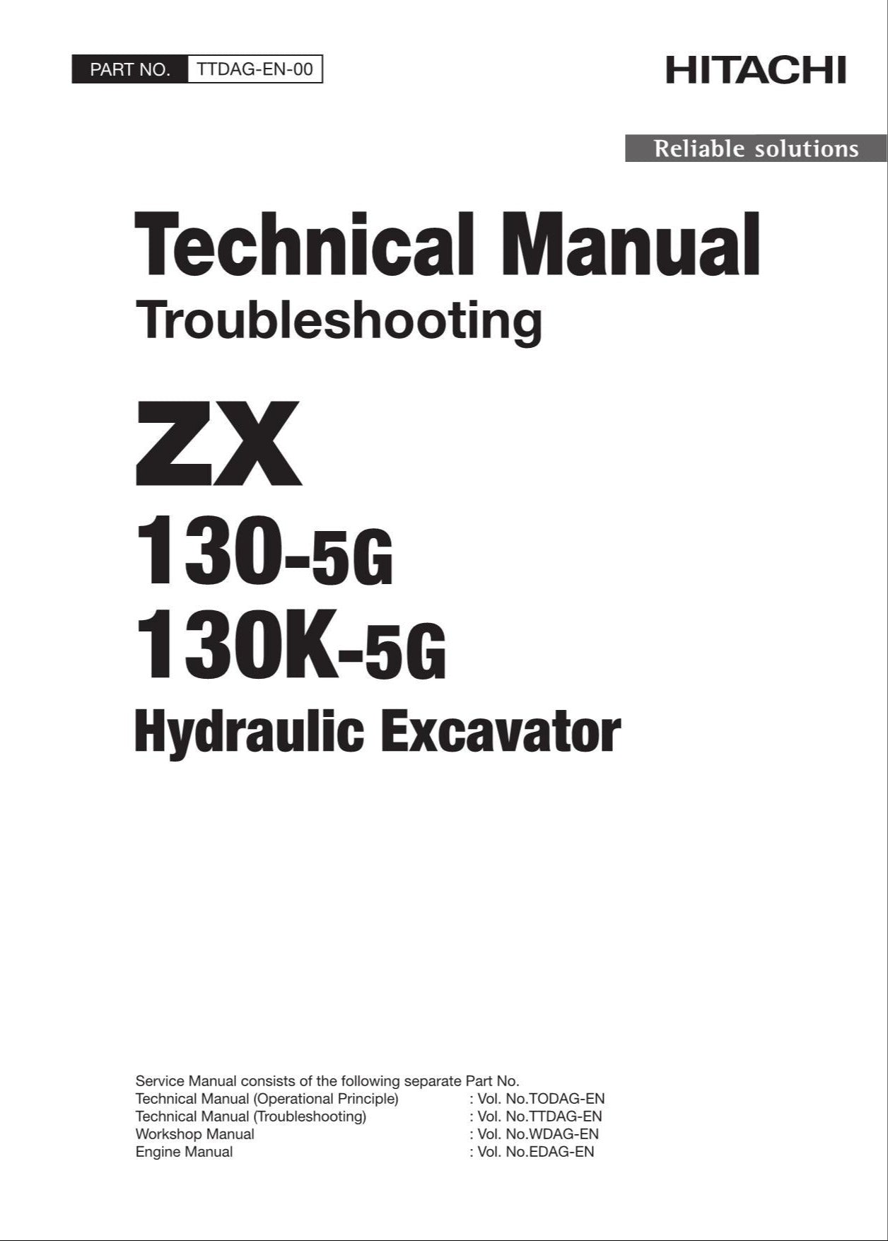 HITACHI ZX130-5G130K-5G Excavator Troubleshooting +Schematic Technical Manual