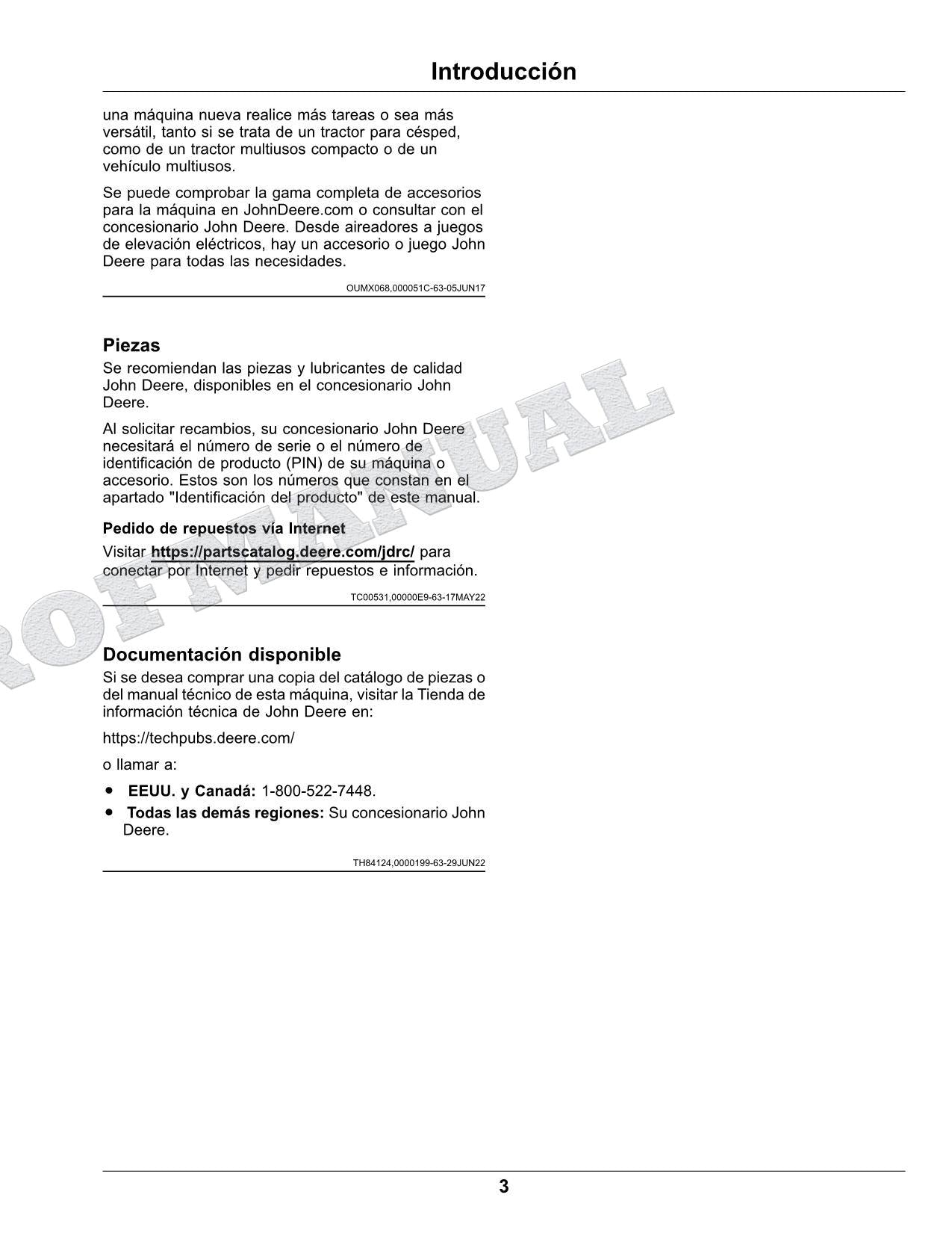 John Deere X750 X754 X758 Tractor Manual del Operador Español SN 110001-