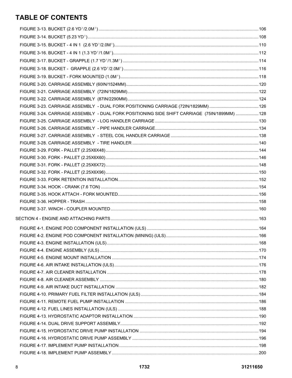 JLG 1732  Telehandler Parts Catalog Manual