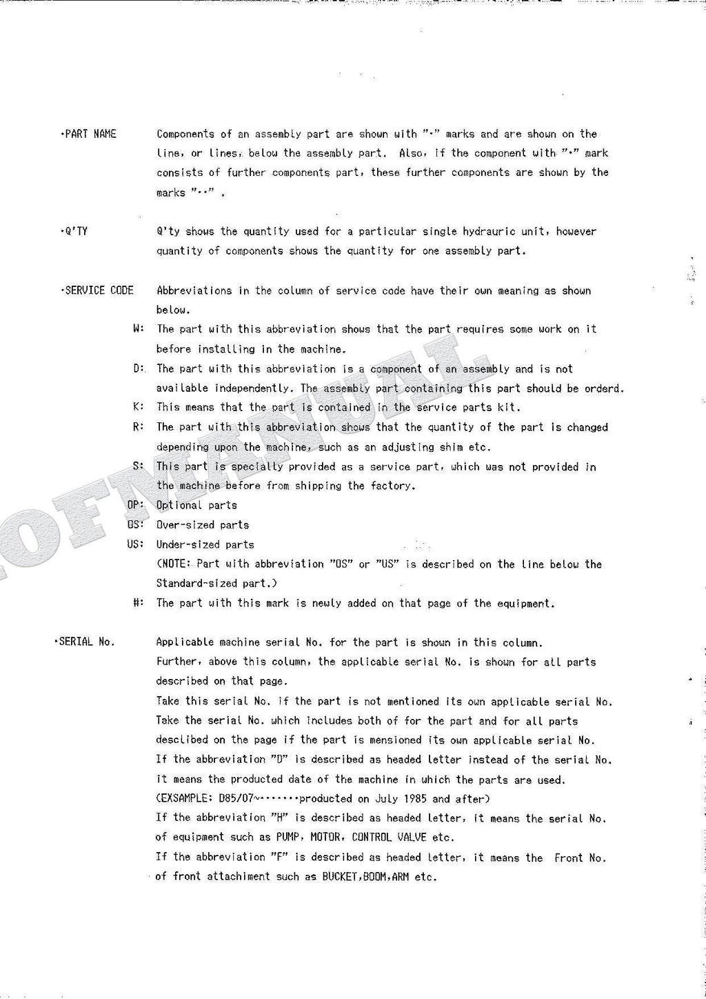HITACHI WH04 WH051 Equipment Component Excavator Parts Catalog Manual SN 0001-