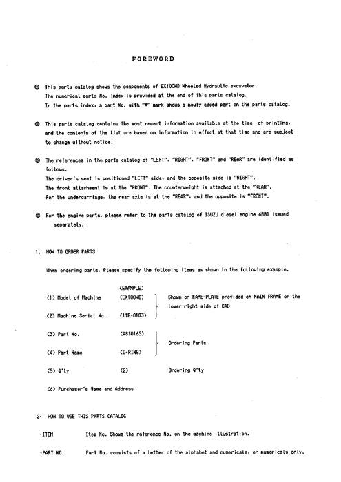 Manual del catálogo de piezas de la excavadora Hitachi EX100WD