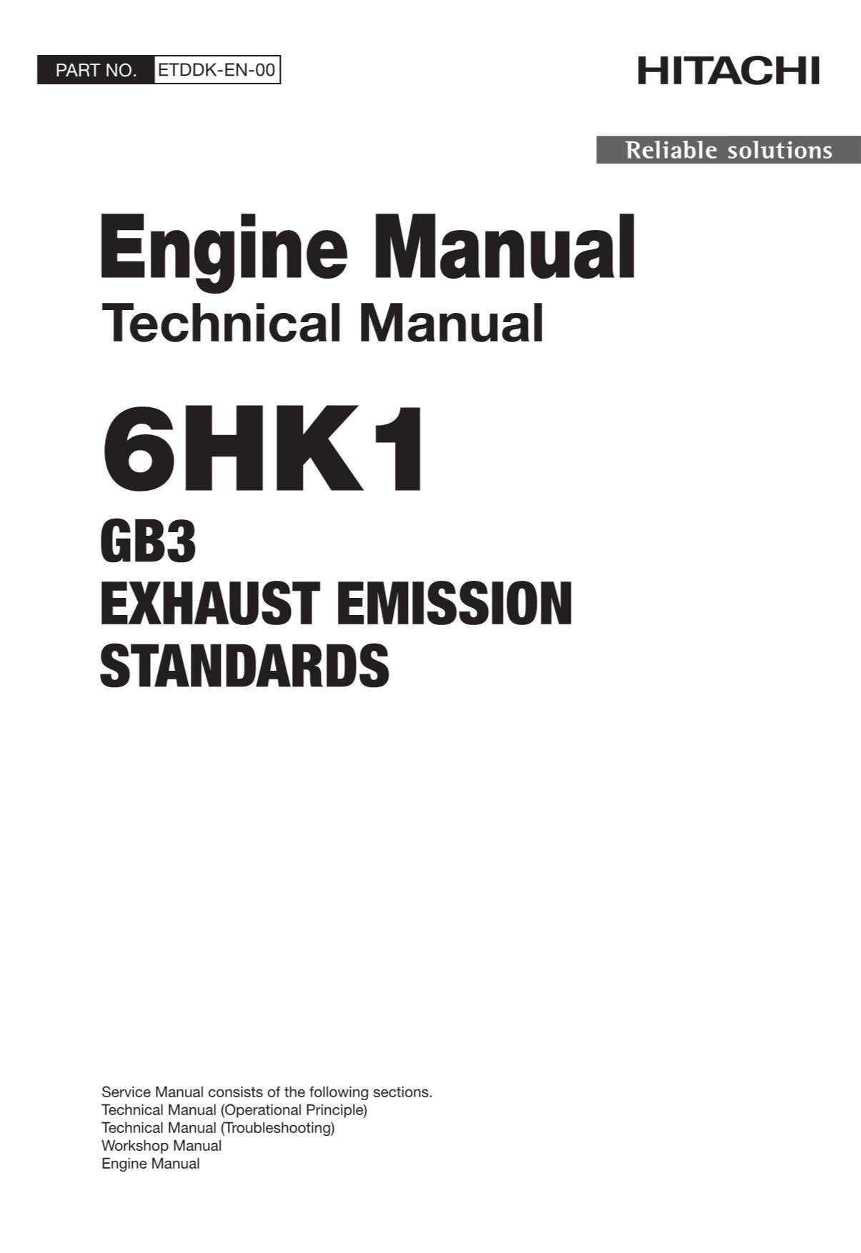 Hitachi 6HK1 GB3 STNDRD Operat Troubleshoot Workshop Engine Service Manual Scheme
