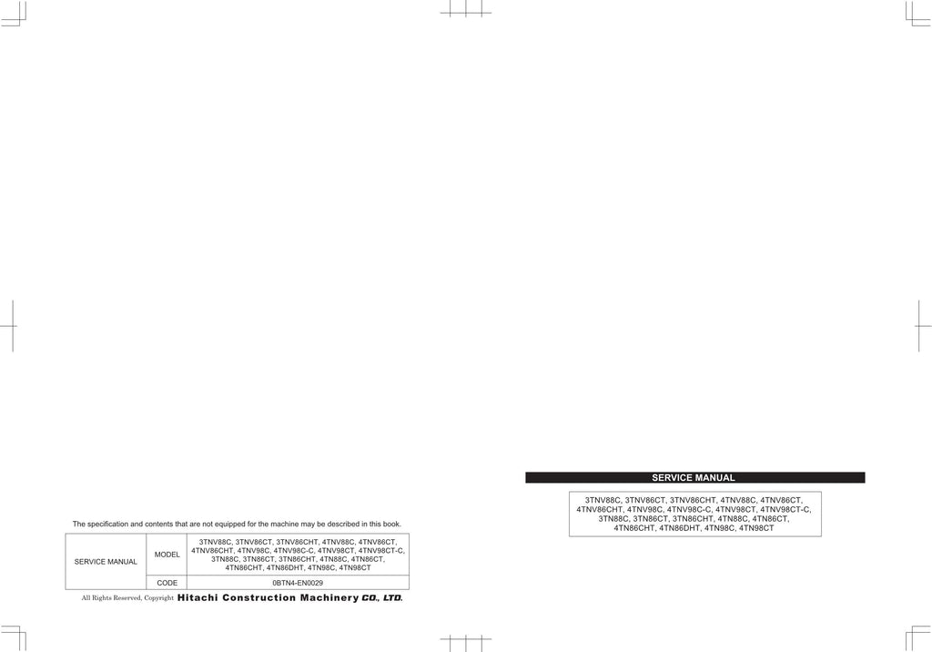 Hitachi Yanmar 4TN86DHT 4TN98C 4TN98CT Workshop Service Manual with Schemes