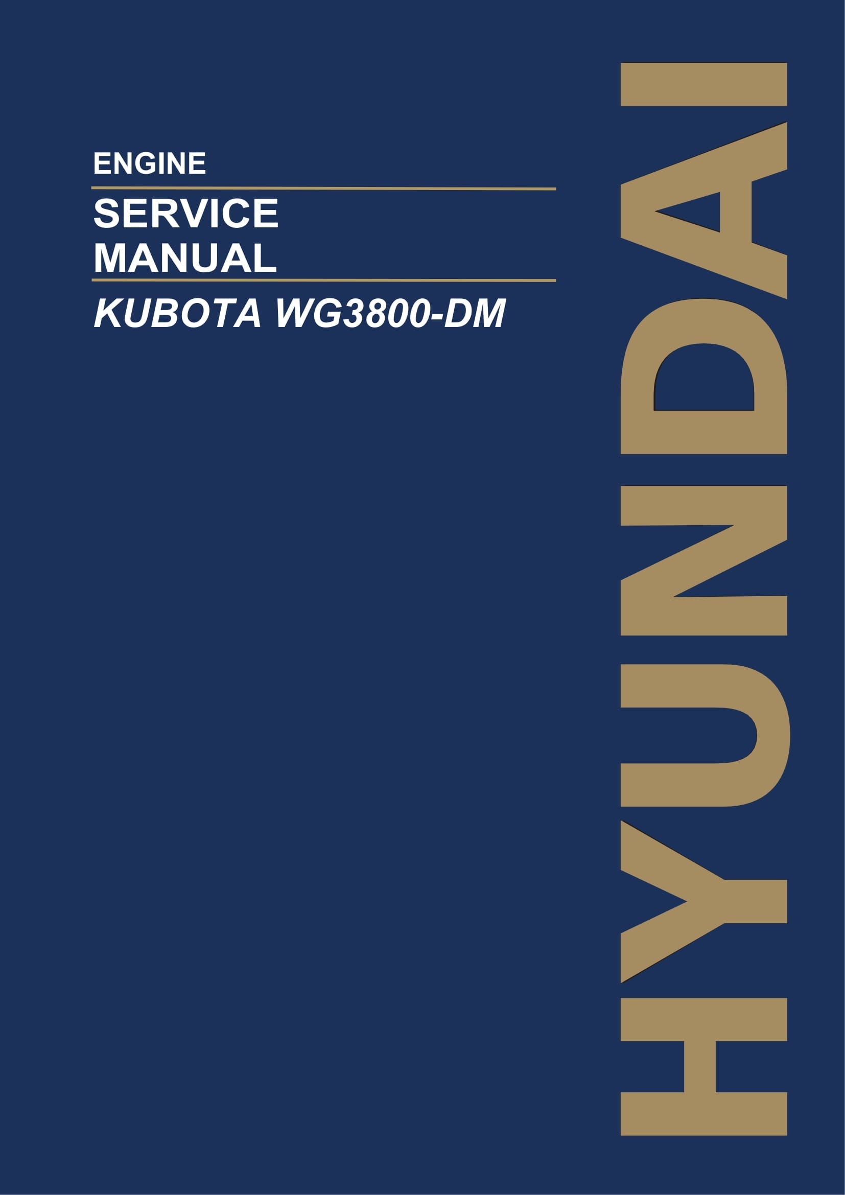 Hyundai KUBOTA WG3800-DM ENGINE Service Paper Manual