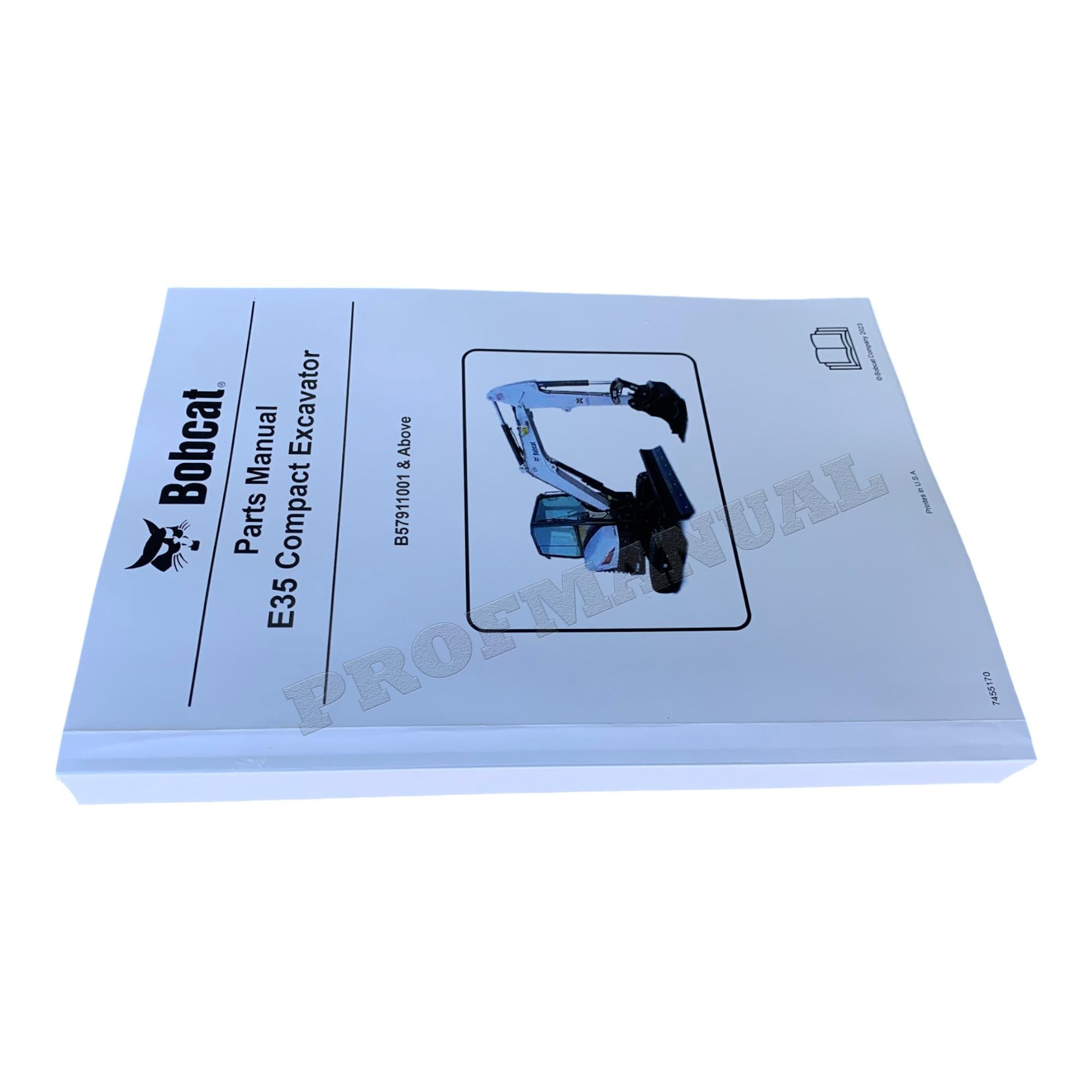 Bobcat E35 Excavator Parts Catalog Manual B57911001-