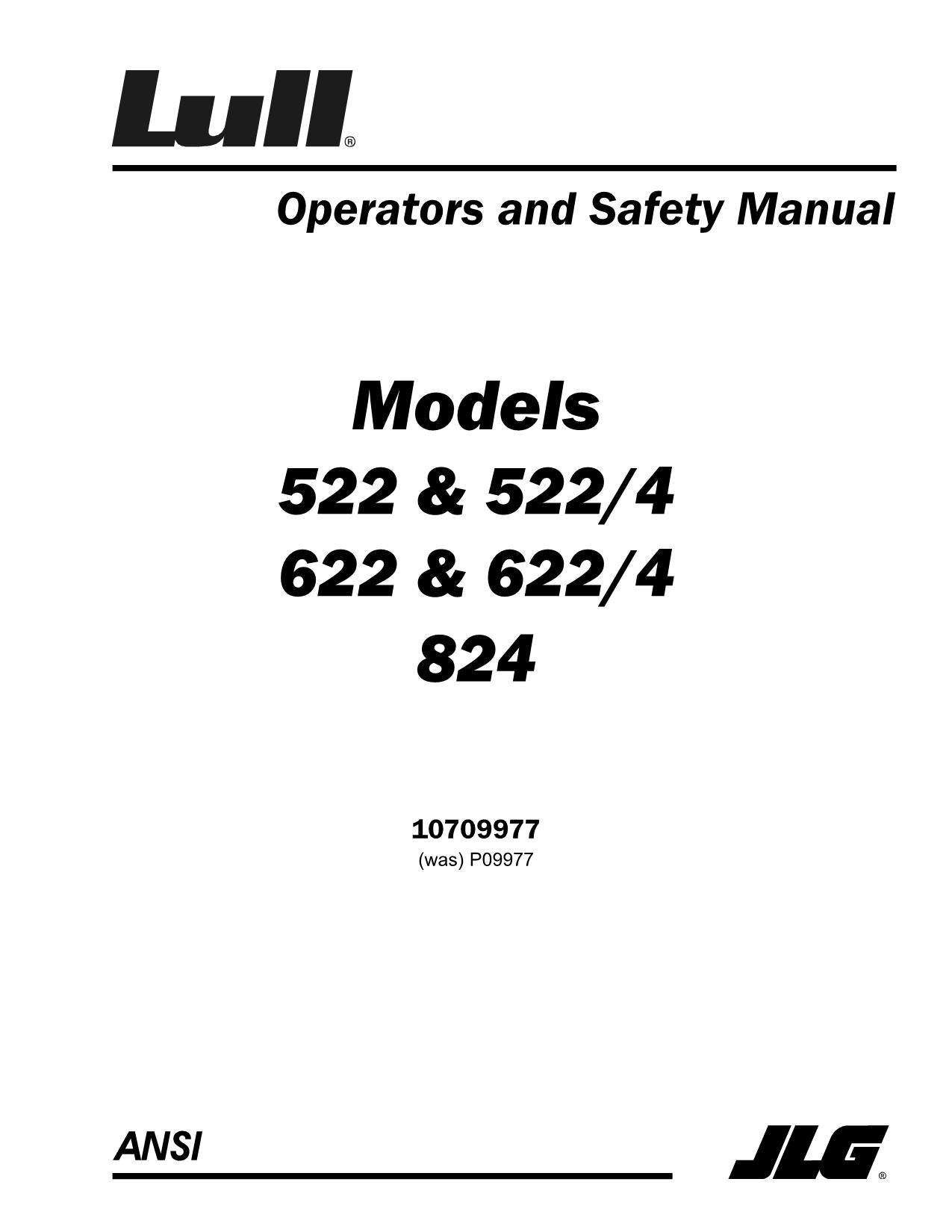 LULL 522 622 824 Telehandler Maintenance Operation Operators Manual