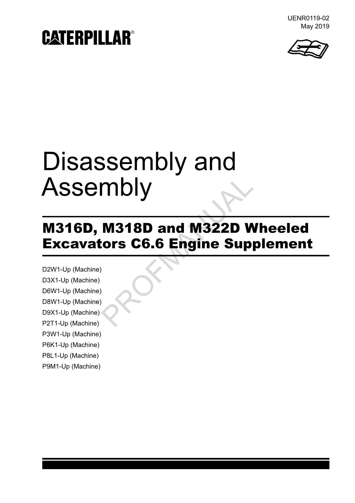 Caterpillar M322D Excavator C6.6 Engine Suppl Disass Assembly Service Manual