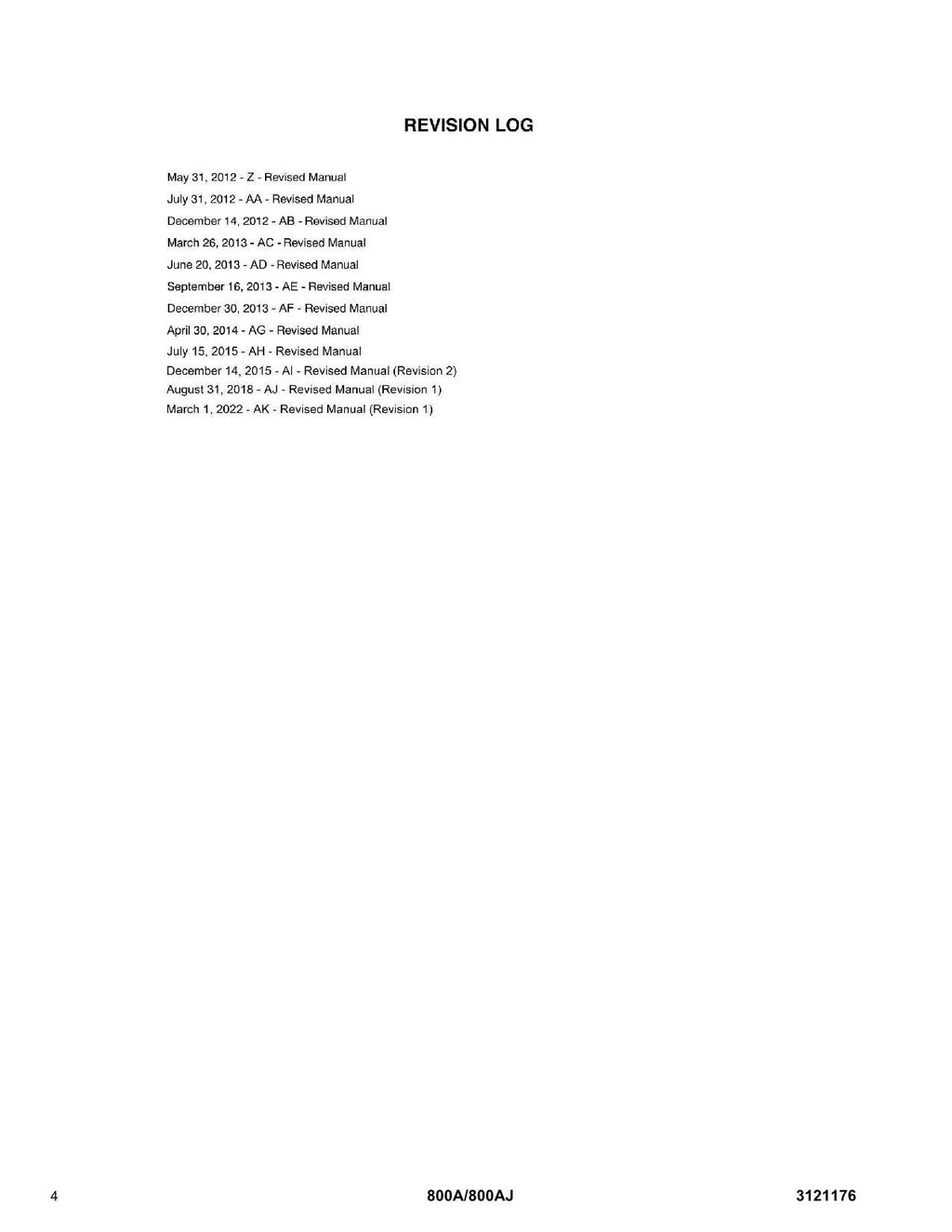 JLG 800A 800AJ Boom Lift Parts Catalog Manual