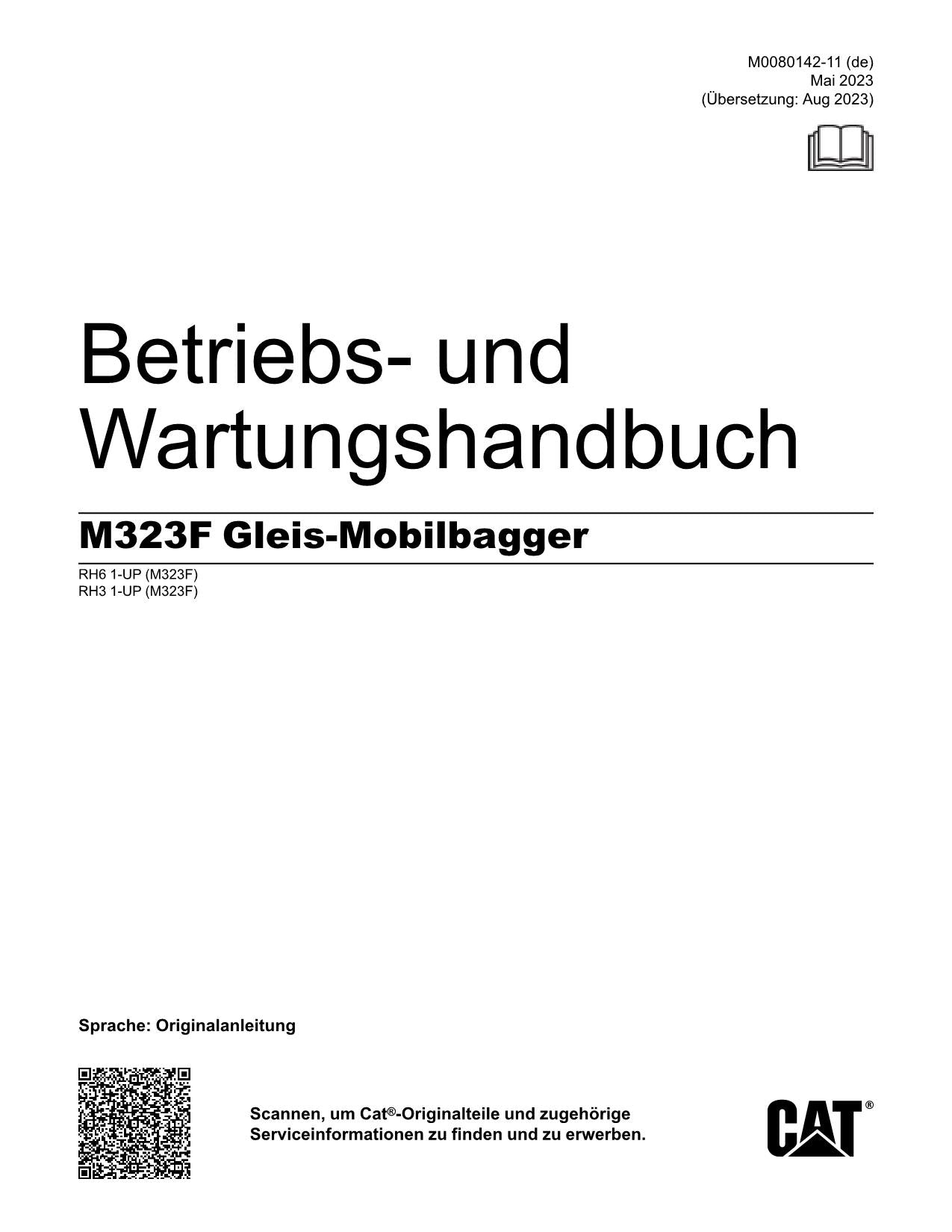 Caterpillar M323F Bagger Betriebsanleitung Wartungshandbuch