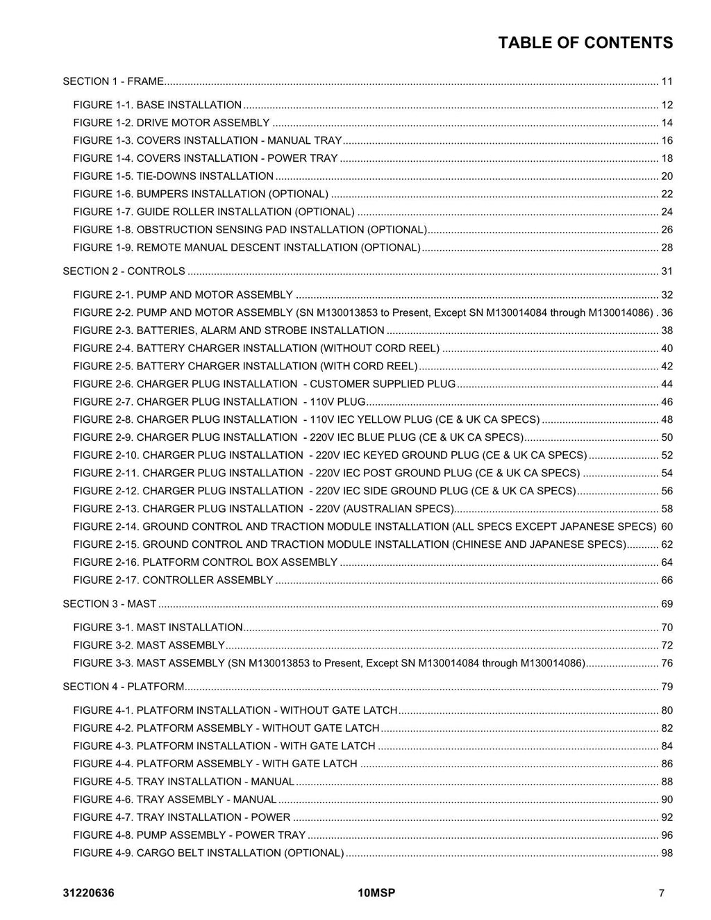 Catálogo de piezas del mástil vertical JLG 10MSP Manual en copia impresa