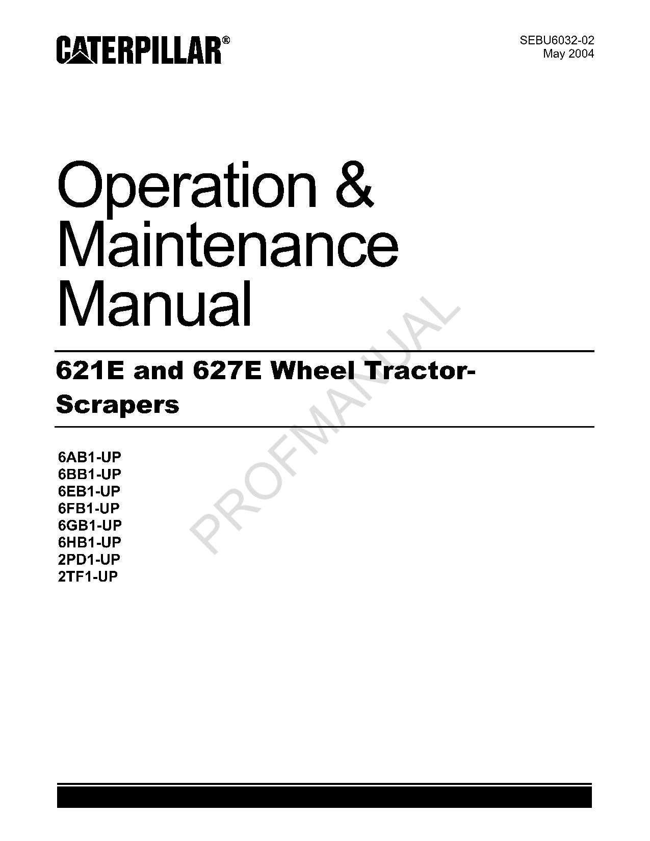 Mantenimiento de operadores de mototraíllas para tractores de ruedas Caterpillar 621E y 627E