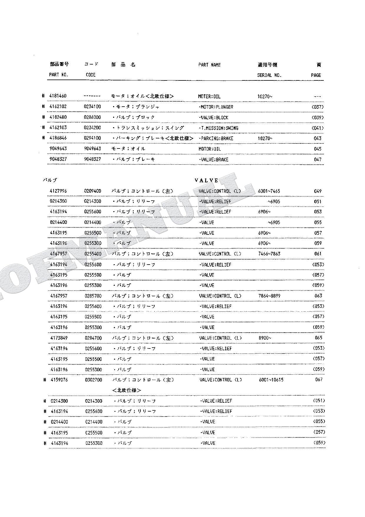 HITACHI UH045-7 UH063 Equip Component Excavator Parts Catalog Manual P129-E1-5