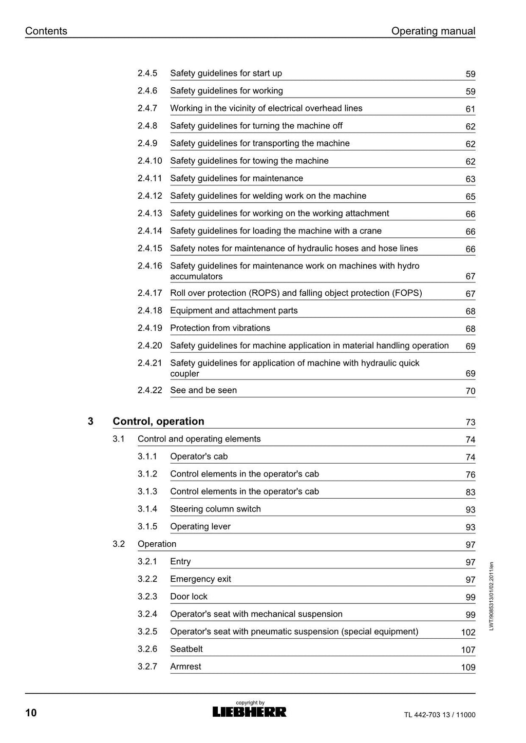 Liebherr TL442-703 13 Telescopic handler Operators manual